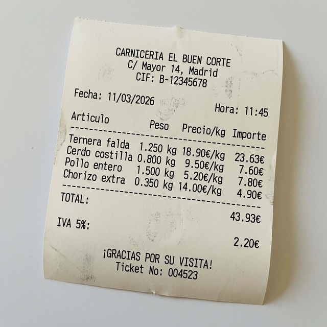 Ticket carnicería